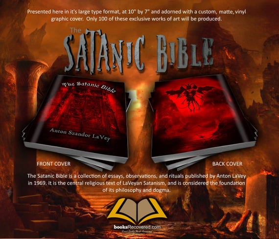 The Satanic Bible Anton Lavey Hell Design By Booksrecovered Free Shipping - 