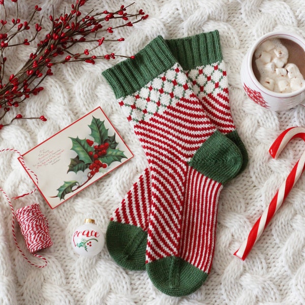 Modèle de tricot de chaussettes Holly & Jolly