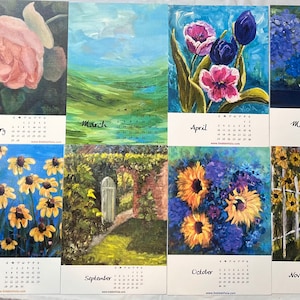 2022 artist calendar, New York floral/landscape art 5&quot;x7&quot; desk calendar