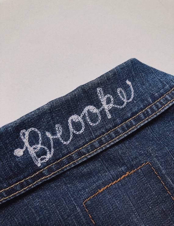 embroidered jean jacket etsy