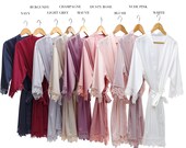 SALE SET OF 10 Bridal Lace Solid Silk Satin Robes Regular Plus size Bridal robe Bridesmaid robe Wedding Solid satin robe