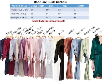 Plus size Bride robe Bridesmaid Wedding robes Personalized robe Solid satin robes SALE Set of 9 Bridal Lace Solid Silk Satin Robes Regular