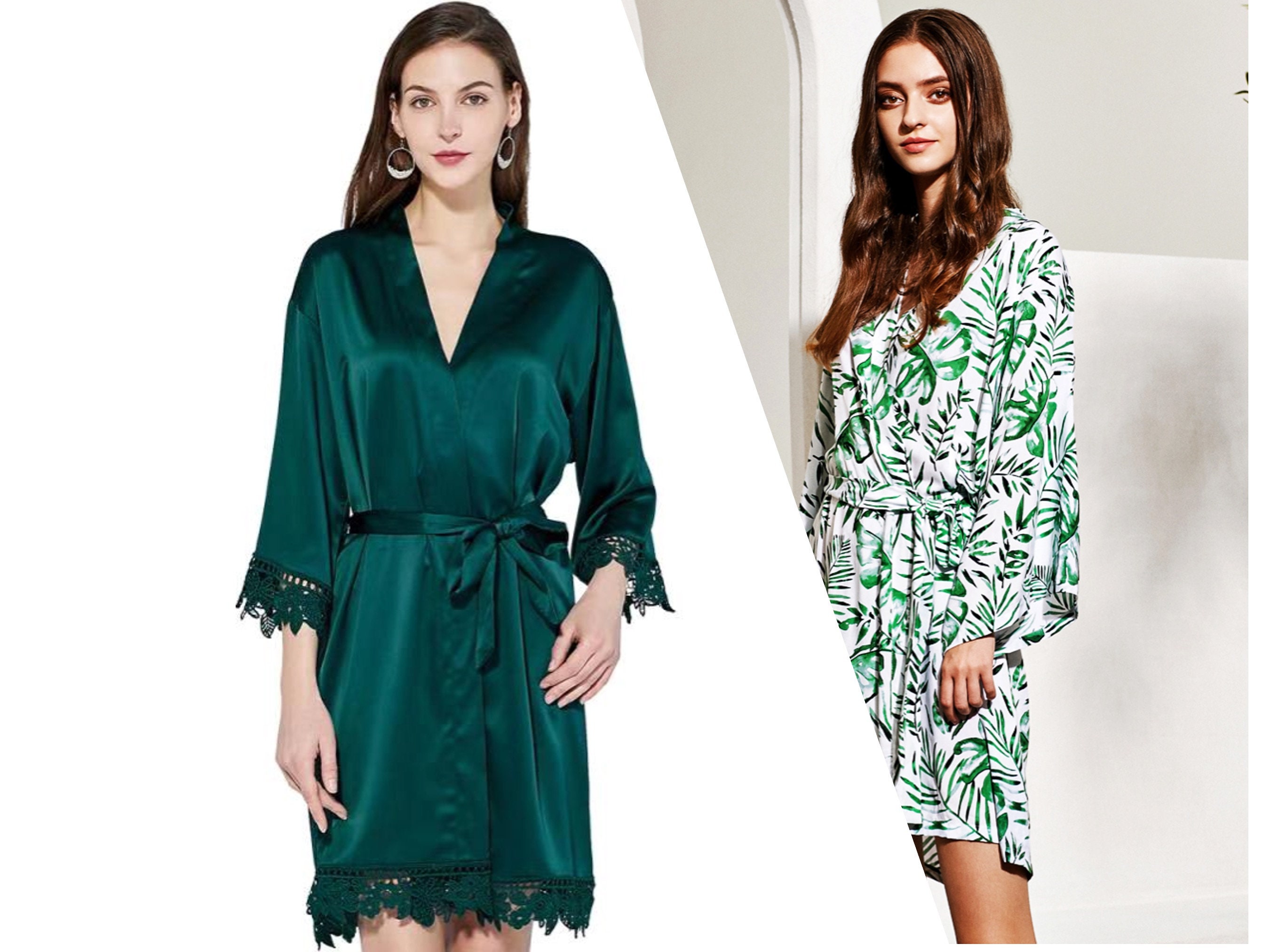 green floral robe