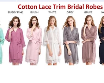 SALE Robes | Regular size, Plus size, 3XL, 4XL size Bridesmaid robes Solid Wedding robes Bridal robe Personalized robes Solid cotton robes