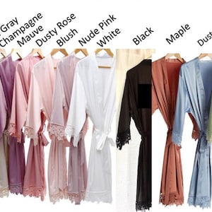 Holiday Sale Bridal Robes Bride Solid Satin Robes Regular & Plus size Bridal robes Black Bridesmaid robes Wedding robes Solid satin robes
