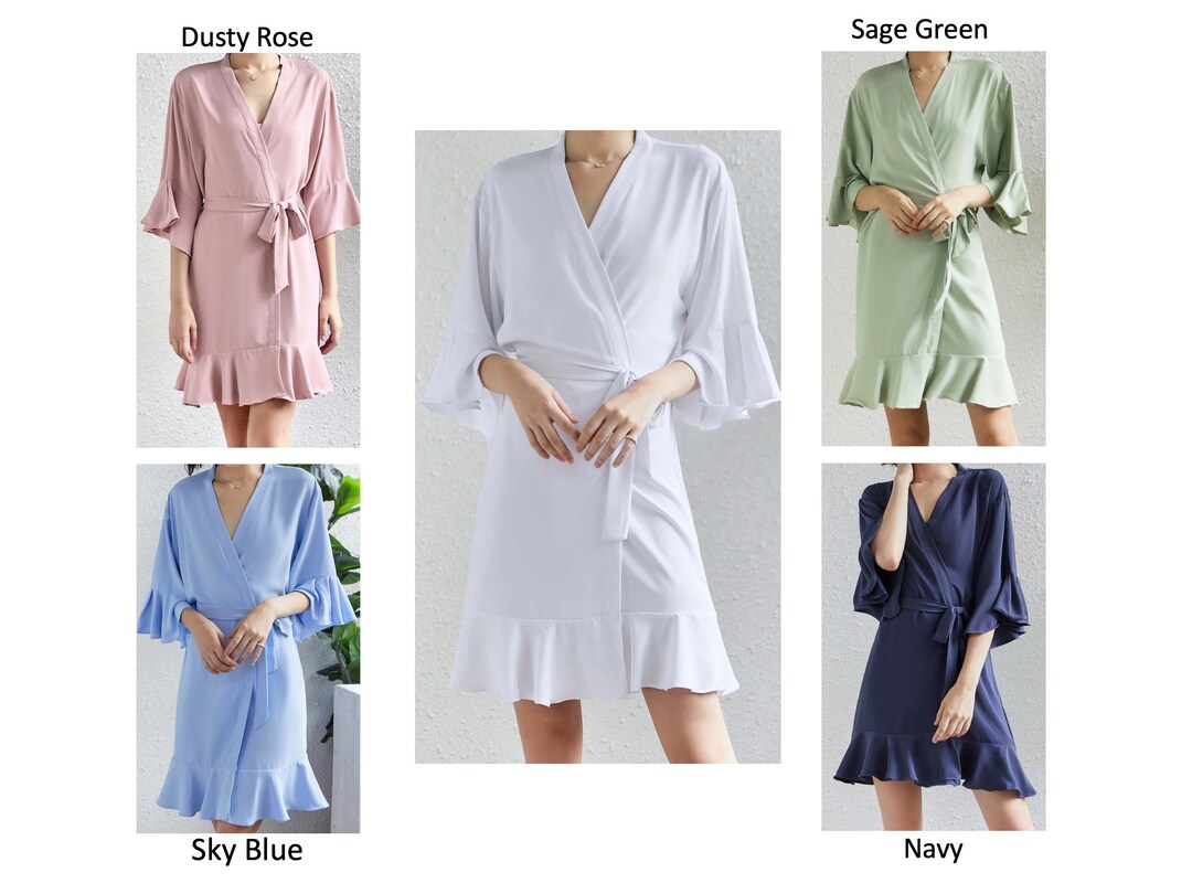 SALE Ruffled Bridesmaid Robes, Solid Ruffled Black Robes Wedding Robes ...