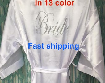 SALE Fast shipping Regular and Plus size Bride robes, Bridesmaid robes, Wedding robes Solid Bridal robe Personalized robes Solid satin robe