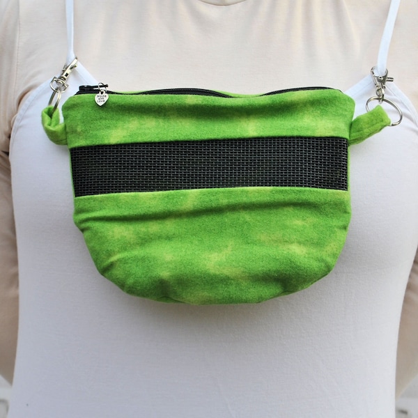 Sugar Glider Bra Pouch, 7” wide by 5” tall, Green Tie Dye Flannel Print