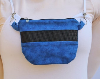 Sugar Glider Bra Pouch, 7” wide by 5” tall, Royal Blue Tie Dye Flannel