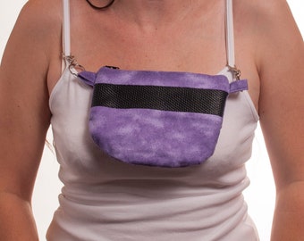 Sugar Glider Bra Pouch, 7” wide by 5” deep, Lilac Tie Dye Flannel Print