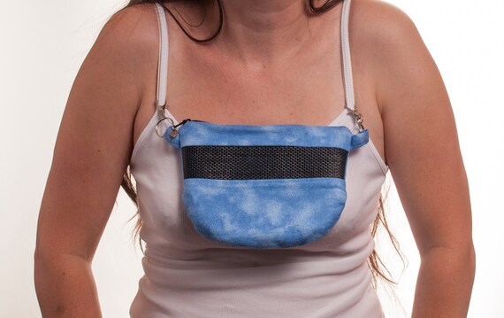 Sugar Glider Bra Pouch, 7 Wide by 5 Tall, Light Blue Tie Dye