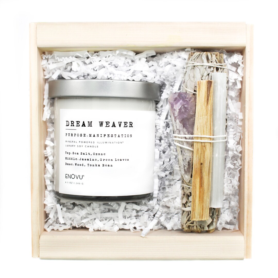 DREAMWEAVER Sea Salt and Orchid MANIFESTATION Crystal Candle Crystal