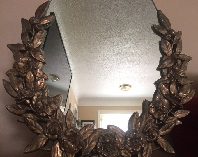 Vintage Gold Ornate Vanity Mirror Free Standing Oval With Etsy