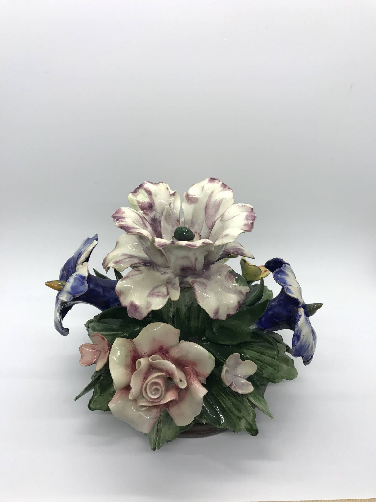 Capodimonte Flower Centerpiece Marked N Crown Made in Italy Etsy