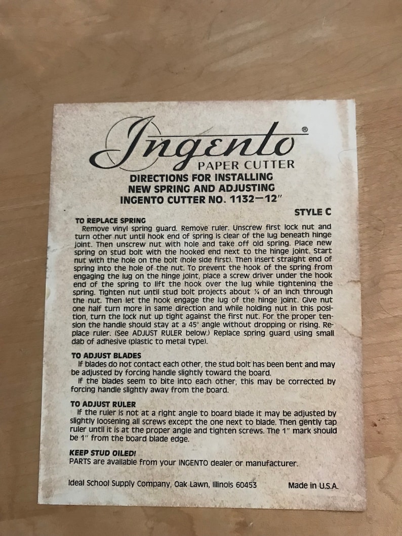 1132-12 in solid Ingento Paper Cutter No vintage pappercutter