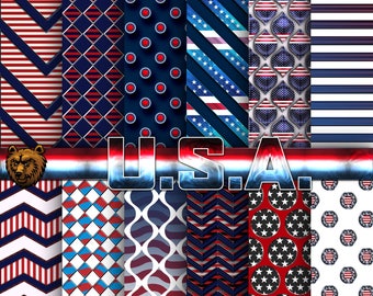 USA digital paper, USA background, USA scrapbook paper, patriotic digital paper