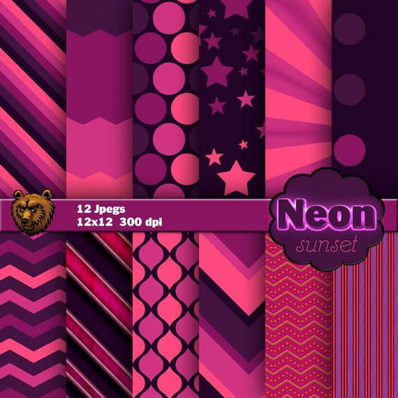 Sunset digital paper, sunset background, sunset scrapbook, instant download