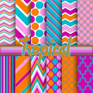 Tropical digital paper, tropical background, tropical scrapbook paper