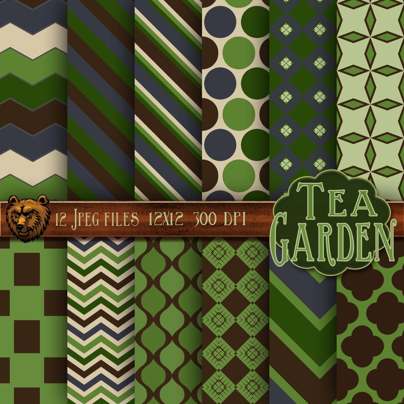 tea garden digital paper, tea garden background, tea garden scra tea garden digital paper, tea garden background, tea garden scra