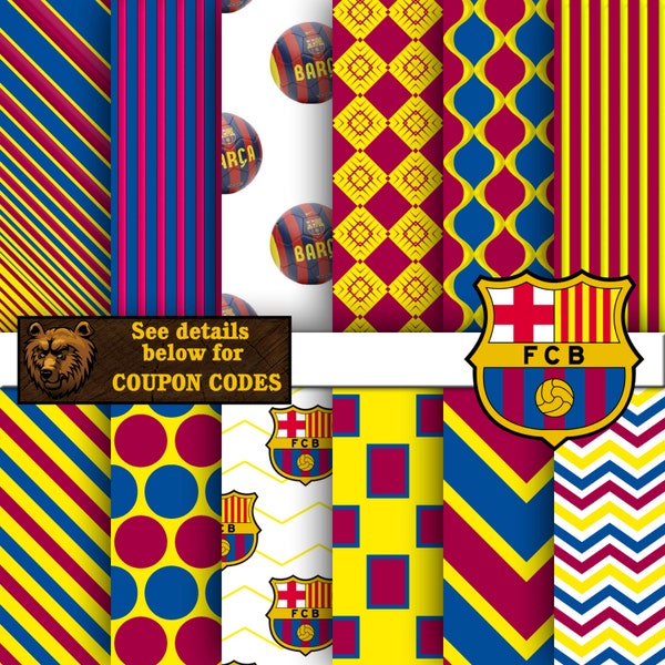 Barcelona digital paper, soccer, futbol, download, background, scrapbook, papers