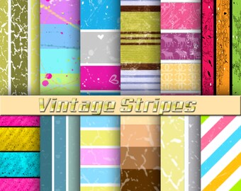 vintage stripes digital paper, vintage background, vintage scrapbook, vintage scrapbook paper