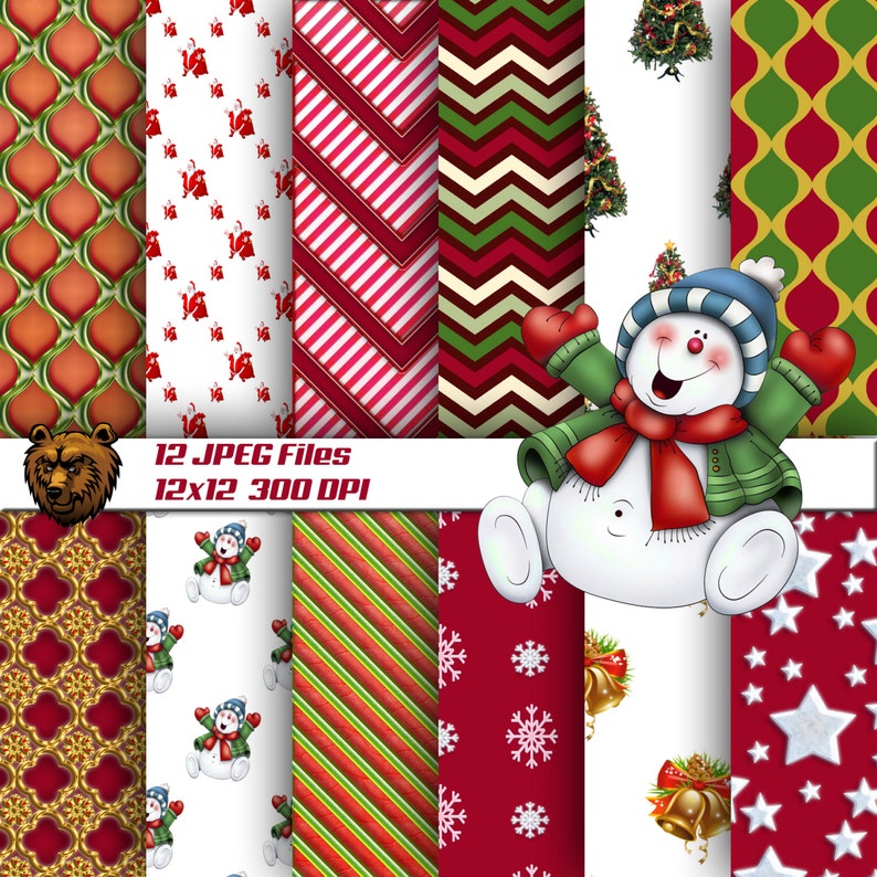Christmas digital paper download background scrapbook Etsy