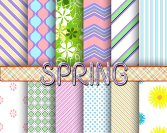 Spring digital paper, spring scrapbook paper, spring background