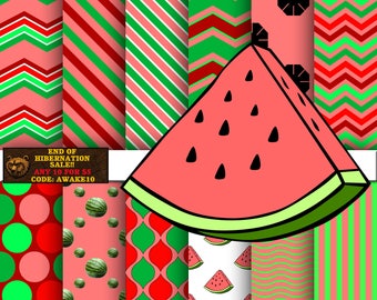 watermelon digital paper, watermelon scrapbook, watermelon background, watermelon scrapbook paper