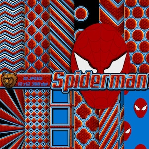 Spiderman digital paper, Spiderman background, Spiderman scrapbook paper