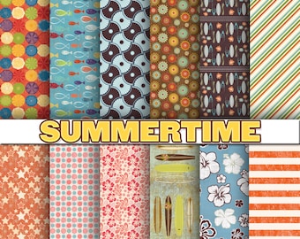 digitales Papier, Scrapbook, Hintergrundpapier Sommer