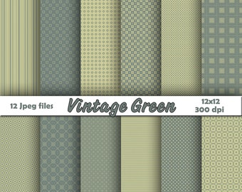 Vintage green digital paper, scrapbook, background