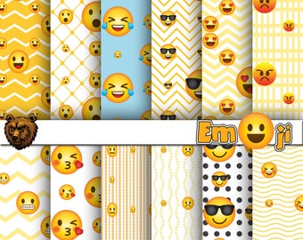 Emoji digitales Papier, Emoji Scrapbook, Emoji Hintergrund, Emoji Scrapbookpapier