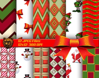 Christmas Digital Paper Boho Scrapbook Paper Digital Paper - Etsy