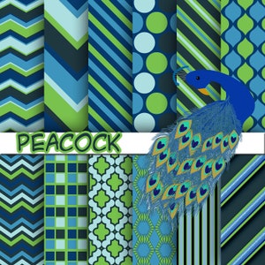 Green and Blue digital paper, scrapbook paper, background paper