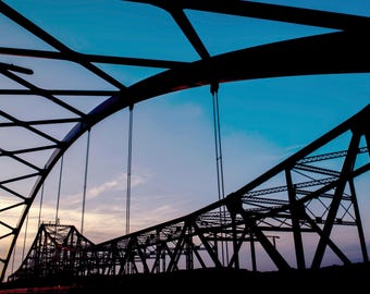 La Crosse Wisconsin Cass Street Bridge Silhouette Photography Art Print