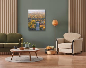 La Crosse Wisconsin Autumn Aerial Print, Driftless Region Art