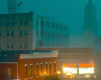 Hollywood Theatre Rainy Day Cityscape Print, La Crosse Wisconsin