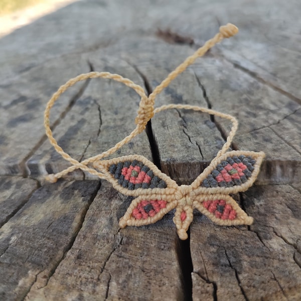 Macrame Butterfly Bracelet, Lucky Charm, Braided Bracelet, Friendship Bracelet