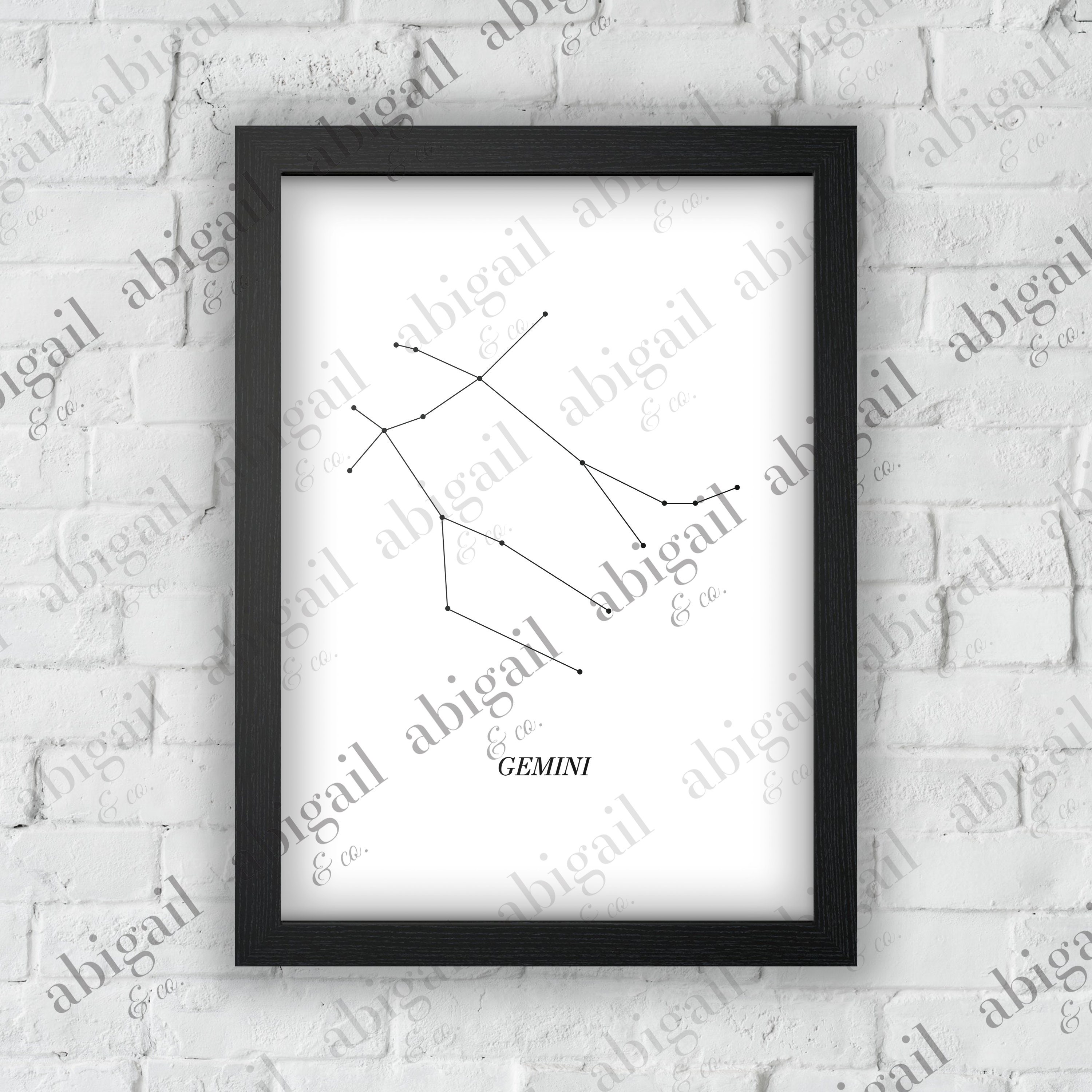 Gemini Constellation, Zodiac Print, Printable Wall Art, Zodiac Art ...