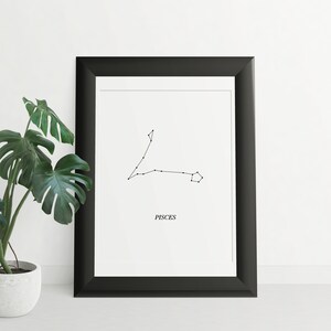 Pisces Constellation, Zodiac Print, Printable Wall Art, Zodiac Art, Astrology Prints, Pisces, Minimalist - INSTANT DOWNLOAD