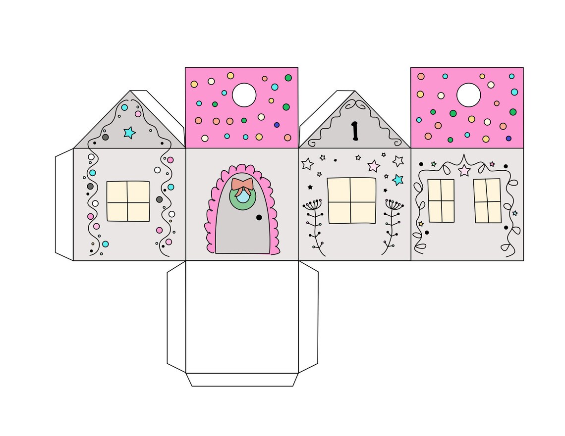 Advent Calendar 24 Christmas Houses. Printable File. DIY Etsy