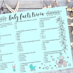 Baby Shower Trivia Game: Baby Facts & Anatomy (printable Digital ...
