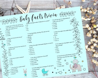 Baby Shower Trivia Game: Baby Facts & Anatomy (Printable Digital Download)