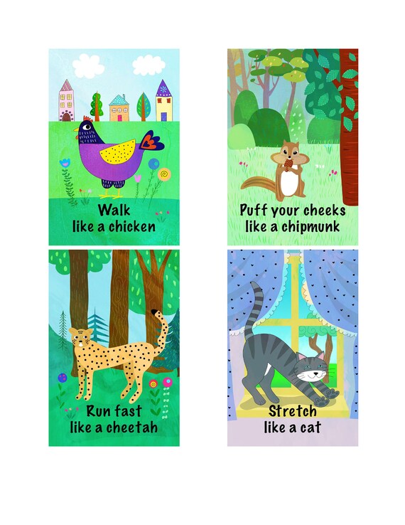 Digital Version Animal Action Cards 25 Cards Printable Files Action Cards For Toddlers Active Games For Toddlers Kids
