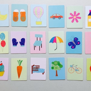 Linking memory game for kids and adults. Memory game for toddlers. Storytelling game for kids. 50 cards. Printable files. Shichida method.