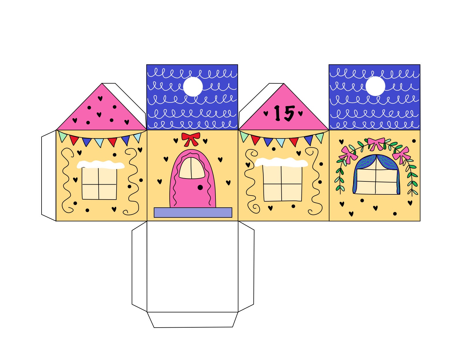 Advent Calendar 24 Christmas Houses Printable File DIY Gift Etsy