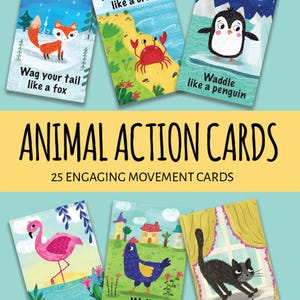Digital Download. Animal Action Cards: Toddler Active Games - Printable image 1