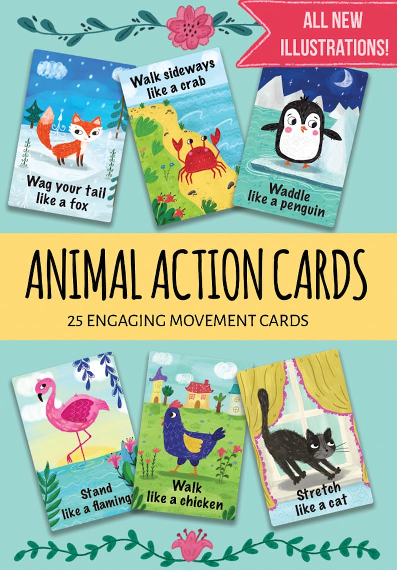 Digital Download. Animal Action Cards: Toddler Active Games - Printable image 1