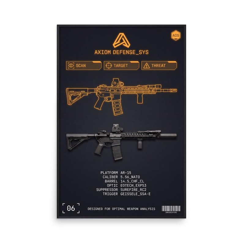 Mta R15 Blueprint AR-15 Rifle Blueprint Poster | Firearm Exploded Diagram Wall Art (matte ...