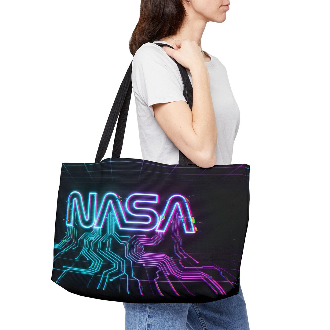 Neon Program Nasa Neon NASA Logo Weekender Tote Bag | Retro Futuristic Circuit Design - Etsy